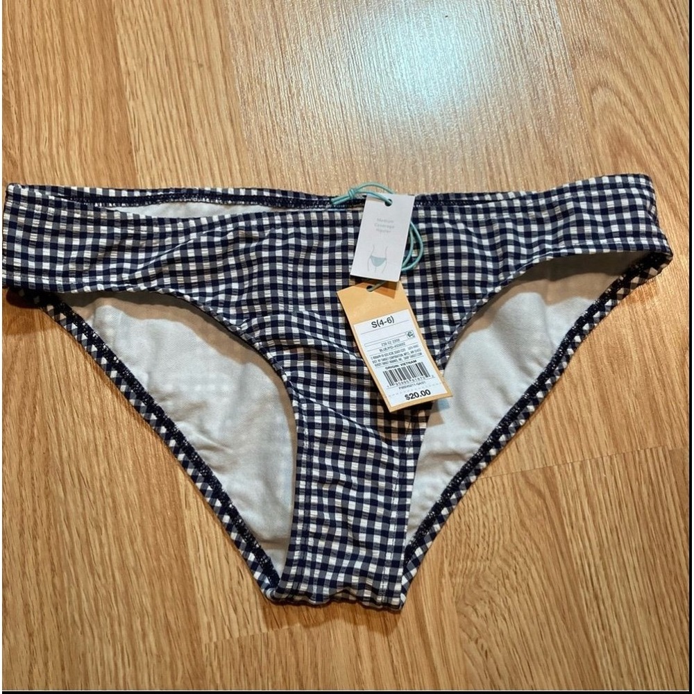 NWT Kona Sol blue and white gingham bikini bottom small